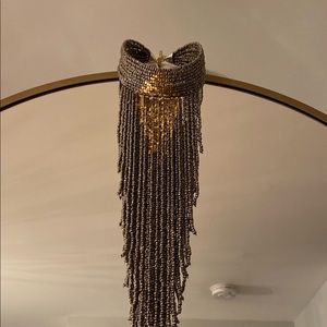 Fringe Beaded Cuff Necklace